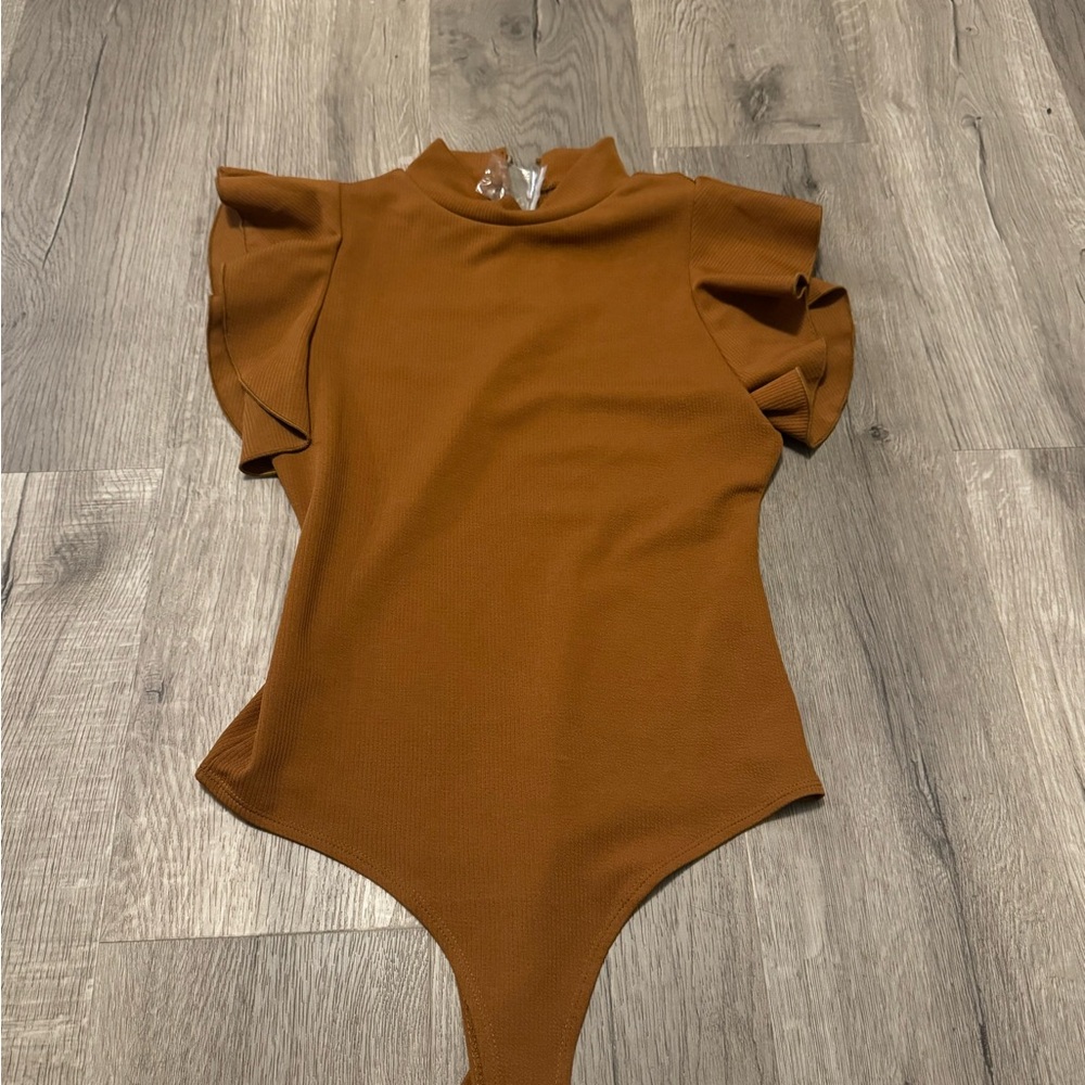 TCEC Brown Flutter Sleeve Bodysuit